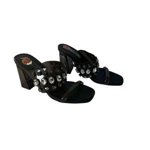 Nanette Lepore Black Open-Toe Slip-On Mule Size 7.5 NEW Transluscent Block Heel
